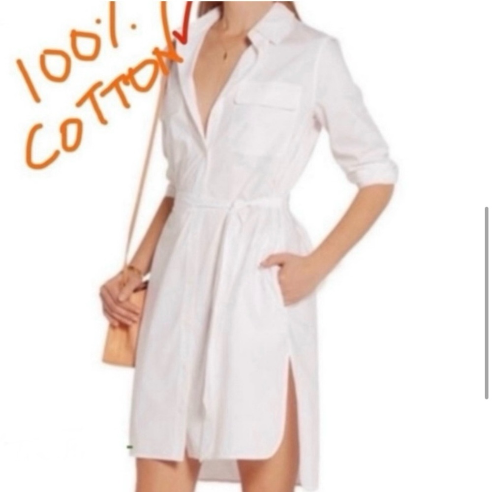 šEquipment Cotton Dress āDelaneyā w Belt White Cotton Size S NET-A-PORTER - NWT